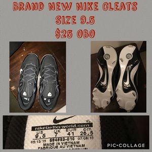 Brand New Nike Metal Cleats Black/White 9.5